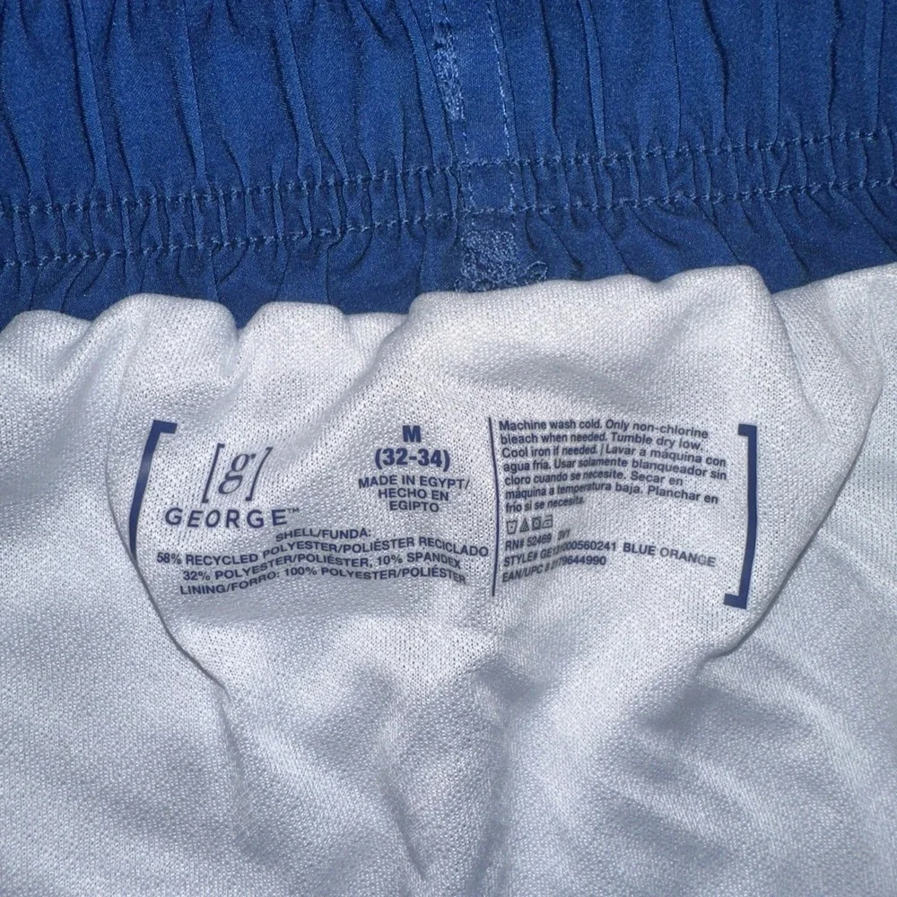 George Mens Lined Swim Shorts Size Medium (32-34) Drawstring  Blue Orange